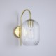 Satin Brass Wall Lamp with Clear Ribbed Glass
