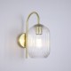 Satin Brass Wall Lamp with Clear Ribbed Glass