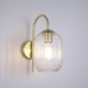 Satin Brass Wall Lamp with Clear Ribbed Glass