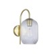 Satin Brass Wall Lamp with Clear Ribbed Glass
