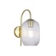 Satin Brass Wall Lamp with Clear Ribbed Glass