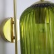 Satin Brass Wall Lamp with Green Ribbed Glass