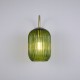 Satin Brass Wall Lamp with Green Ribbed Glass