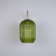 Satin Brass Wall Lamp with Green Ribbed Glass