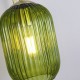 Satin Brass Wall Lamp with Green Ribbed Glass