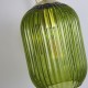 Satin Brass Wall Lamp with Green Ribbed Glass
