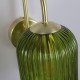 Satin Brass Wall Lamp with Green Ribbed Glass