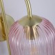 Satin Brass Wall Lamp with Pink Ribbed Glass