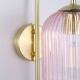 Satin Brass Wall Lamp with Pink Ribbed Glass