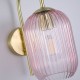 Satin Brass Wall Lamp with Pink Ribbed Glass