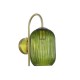 Satin Brass Wall Lamp with Green Ribbed Glass
