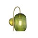 Satin Brass Wall Lamp with Green Ribbed Glass