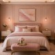 Satin Brass Pendant with Pink Ribbed Glass ∅ 14 cm