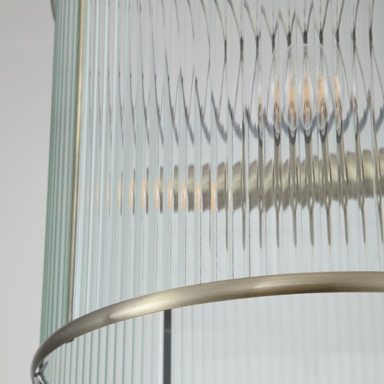 20898-006 Antique Brass 4 Light Pendant with Ribbed Glass