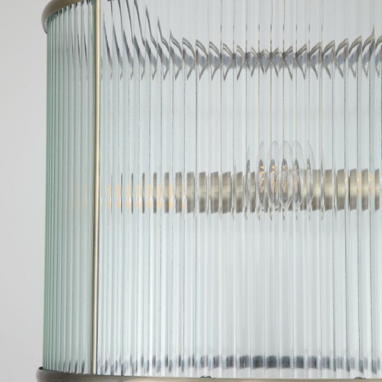 20898-006 Antique Brass 4 Light Pendant with Ribbed Glass