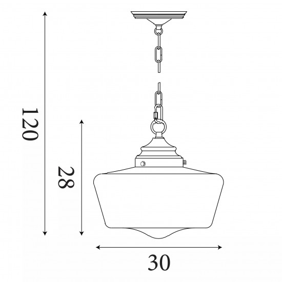 55200-006 C Antique Brass Pendant with White Transparent Glass