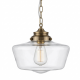 55200-006 C Antique Brass Pendant with White Transparent Glass