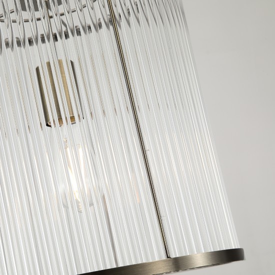 Nice 2 - Antique Brass Pendant with Clear Glass Rods