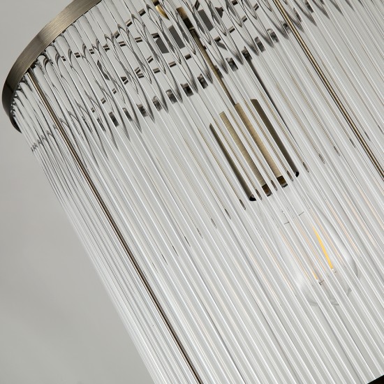 Nice 2 - Antique Brass Pendant with Clear Glass Rods