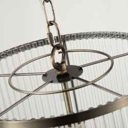 Nice 2 - Antique Brass Pendant with Clear Glass Rods