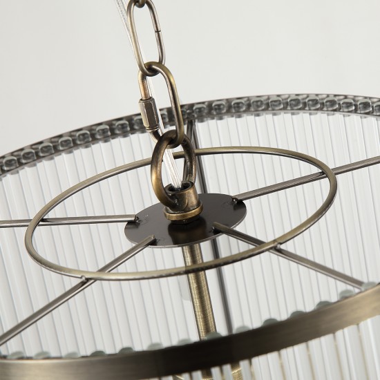 Nice 2 - Antique Brass Pendant with Clear Glass Rods