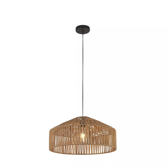 67681-010 Black Pendant with Natural Jute Shade