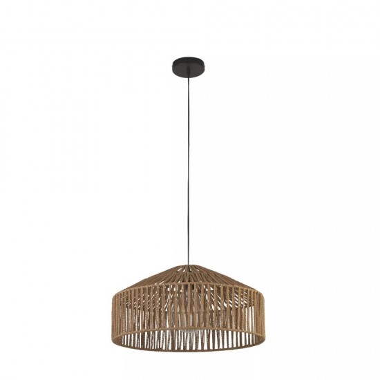67681-010 Black Pendant with Natural Jute Shade