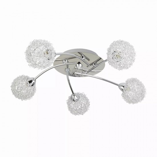 9526-006 Chrome 5 Light Semi Flush with Aluminium Wire Shades