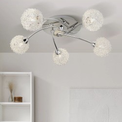 9526-006 Chrome 5 Light Semi Flush with Aluminium Wire Shades