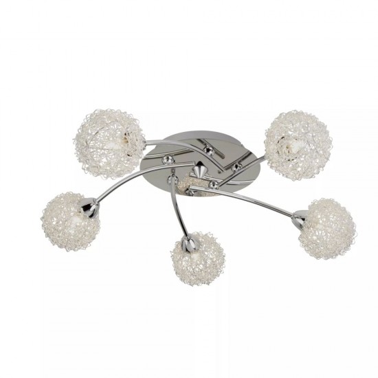 9526-006 Chrome 5 Light Semi Flush with Aluminium Wire Shades