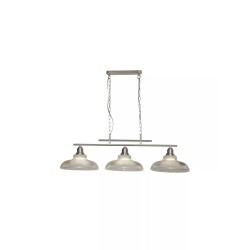 55167-006 Satin Silver 3 Light over Island Fitting with with Ribbed Glass