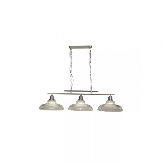 55167-006 Satin Silver 3 Light over Island Fitting with with Ribbed Glass