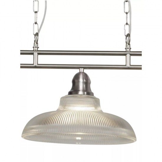 55167-006 Satin Silver 3 Light over Island Fitting with with Ribbed Glass