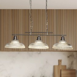 55167-006 Satin Silver 3 Light over Island Fitting with with Ribbed Glass