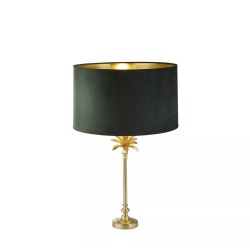 20861-006 Satin Brass Palm Table Lamp with Green Velvet Shade