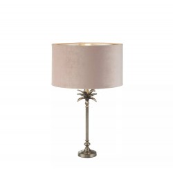 20862-006 Antique Nickel Palm Table Lamp with Pink Velvet Shade