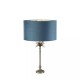 20860-006 Antique Nickel Palm Table Lamp with Teal Velvet Shade
