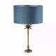 20860-006 Antique Nickel Palm Table Lamp with Teal Velvet Shade