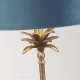 20860-006 Antique Nickel Palm Table Lamp with Teal Velvet Shade
