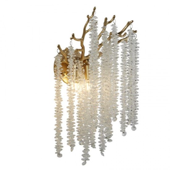 74284-10 Matt Gold 2 Light Wall Lamp with Crystal