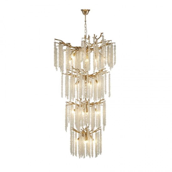 74285-10 Matt Gold 21 Light Centre Fitting with Crystal