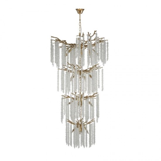 74285-10 Matt Gold 21 Light Centre Fitting with Crystal