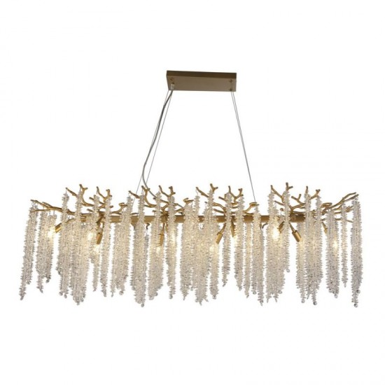 74286-10 Matt Gold 10 Light over Island Fitting with Crystal