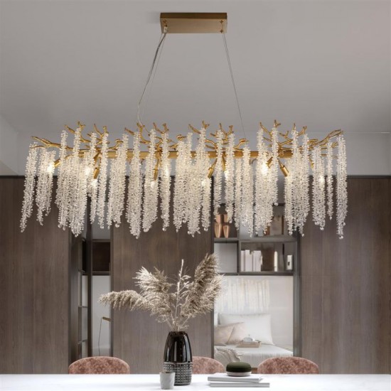 74286-10 Matt Gold 10 Light over Island Fitting with Crystal