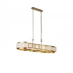 74212-10 Gold 8 Light over Island Fitting with White Acrylic Shade