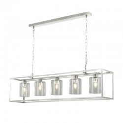 33414-10 Satin Silver 5 Light over Island Fitting with Clear Glasses 33414-10 Satin Silver 5 Light over Island Fitting with Clear Glasses