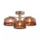 83203-006 Antique Brass 3 Light Semi Flush with Brown Milky Glass