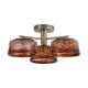 83203-006 Antique Brass 3 Light Semi Flush with Brown Milky Glass