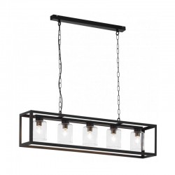 33413-10 Black 5 Light over Island Fitting with Clear Glasses