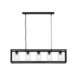 33413-10 Black 5 Light over Island Fitting with Clear Glasses